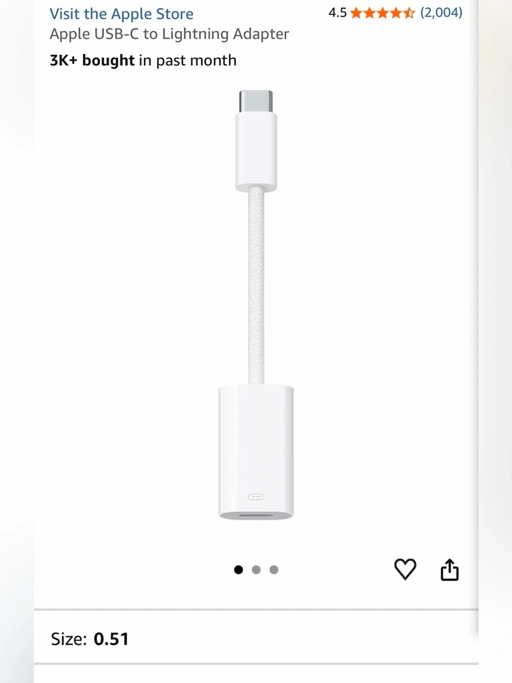 Apple USB-C to Lightning adapter